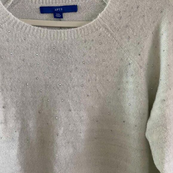 NWT APT.9 White soft cozy sweater Crew Neck Long sleeve Size XXL - Picture 5 of 12